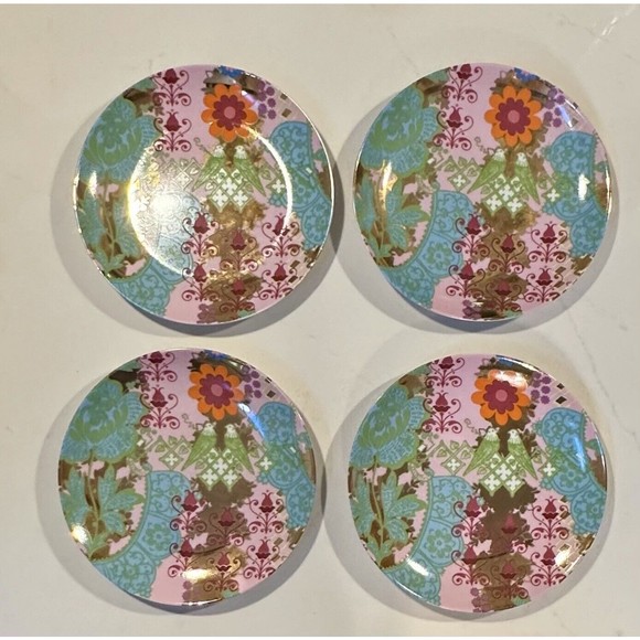 Rosanna Spice Dessert Plates 8” Porcelain Set of 4 Original Box Floral Asian - Picture 2 of 11